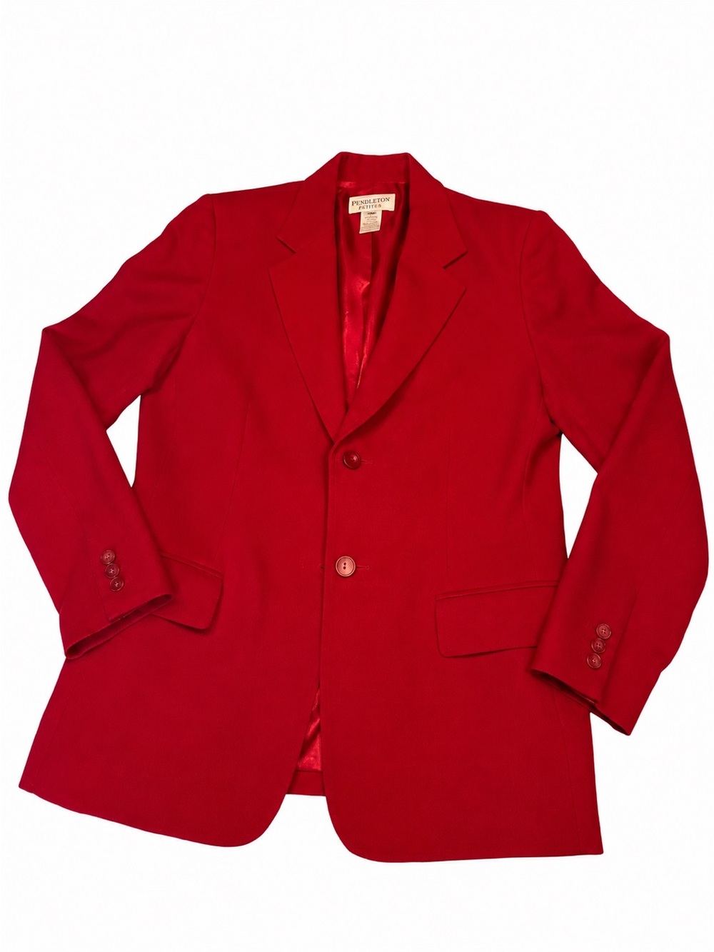 Vintage Pendleton 100% Wool Blazer Ruby Red Size 6 Classic Tailored Jacket